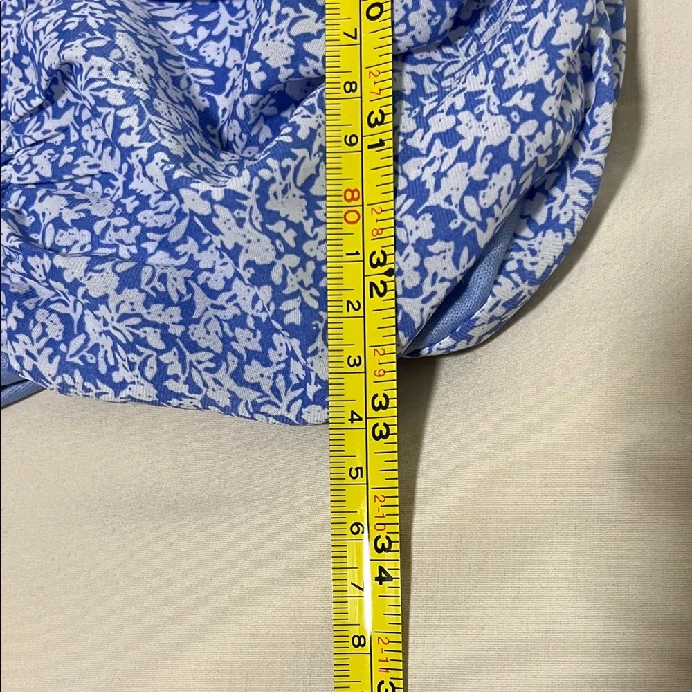 Elegant Blue Floral Ruched Mini Dress CE007 - Picture 8 of 11